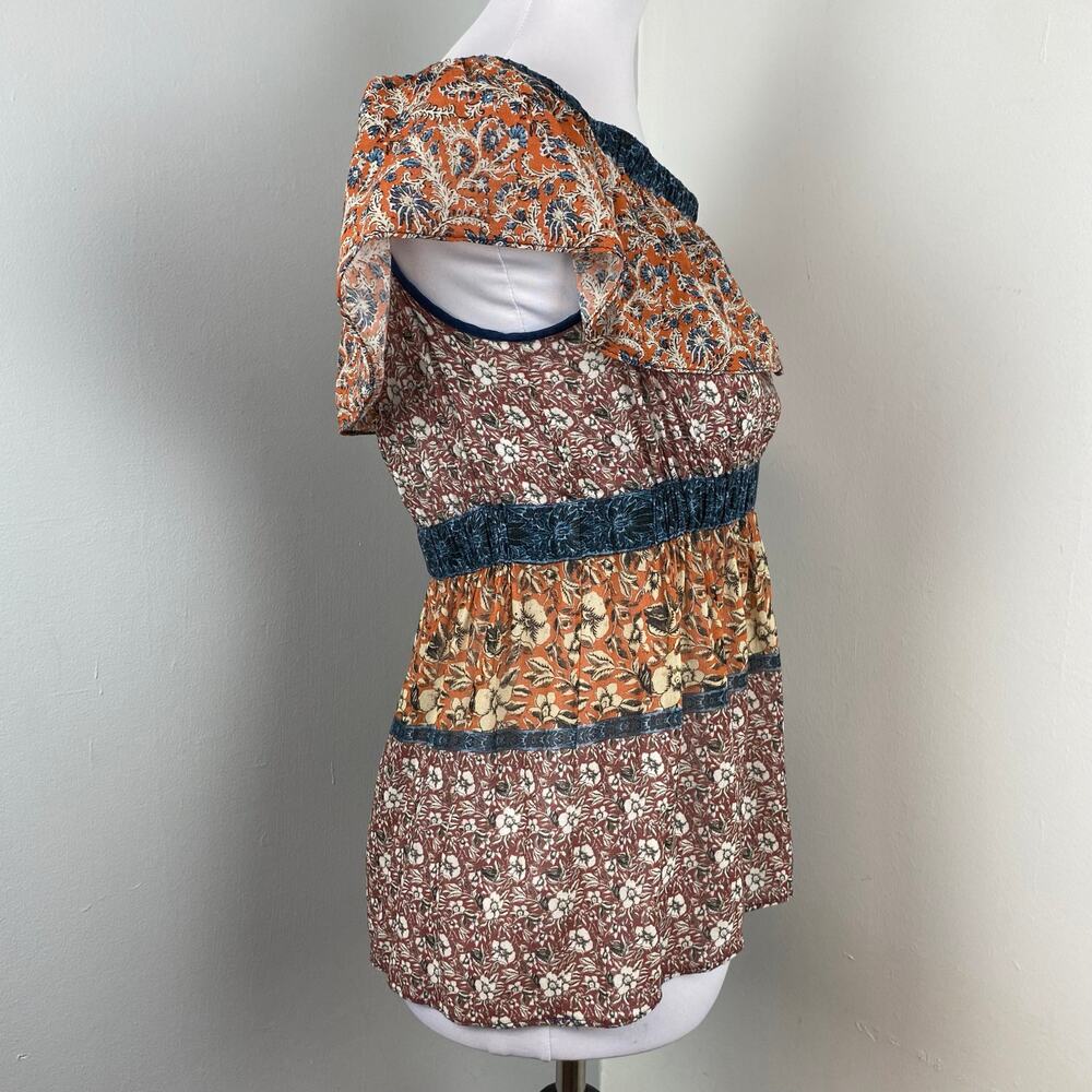 Bailey 44 Floral Boho Ruffle Neck Blouse Top Medium View 4